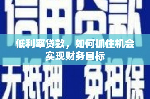 天峨低利率贷款，如何抓住机会实现财务目标