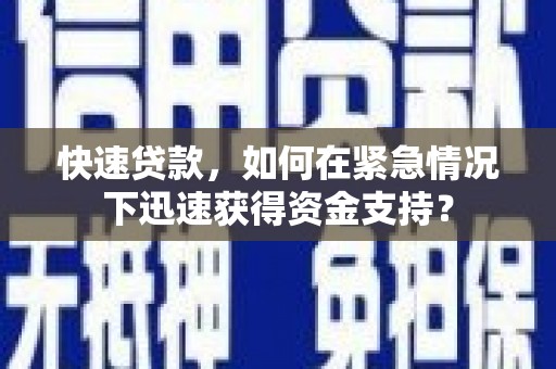 天峨快速贷款，如何在紧急情况下迅速获得资金支持？