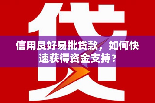 天峨信用良好易批贷款，如何快速获得资金支持？
