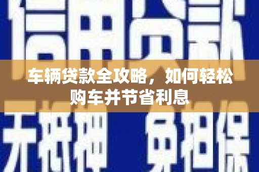 天峨车辆贷款全攻略，如何轻松购车并节省利息