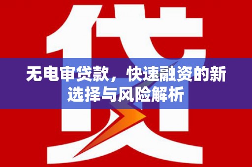 天峨无电审贷款，快速融资的新选择与风险解析