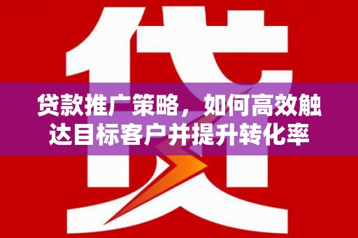 天峨贷款推广策略，如何高效触达目标客户并提升转化率