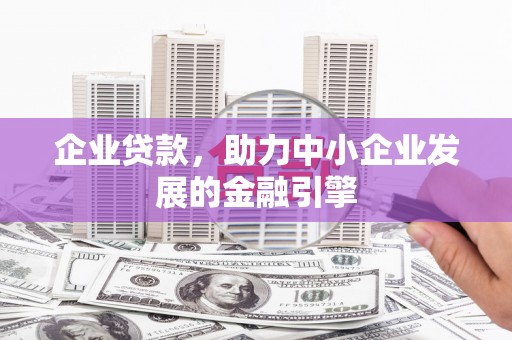 天峨企业贷款，助力中小企业发展的金融引擎