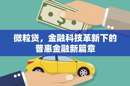天峨微粒贷，金融科技革新下的普惠金融新篇章