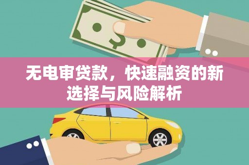 天峨无电审贷款，快速融资的新选择与风险解析