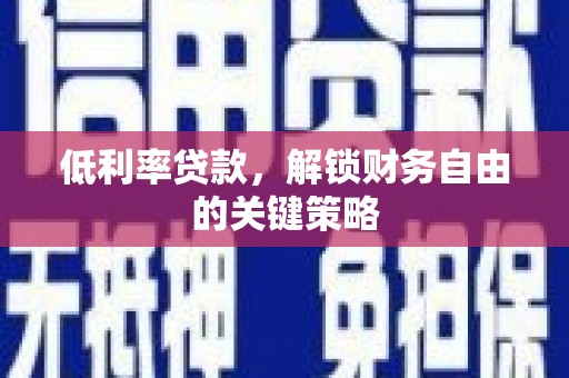 天峨低利率贷款，解锁财务自由的关键策略