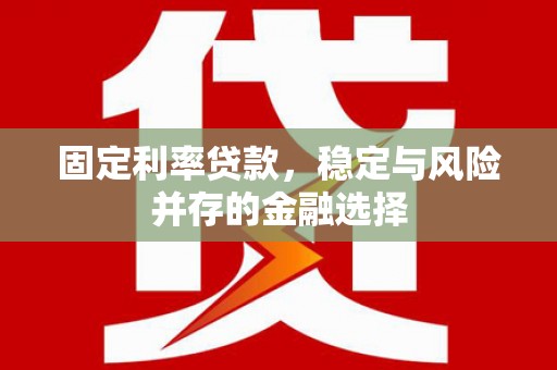 天峨固定利率贷款，稳定与风险并存的金融选择