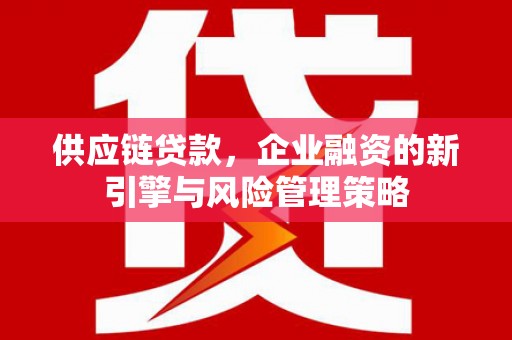 天峨供应链贷款，企业融资的新引擎与风险管理策略