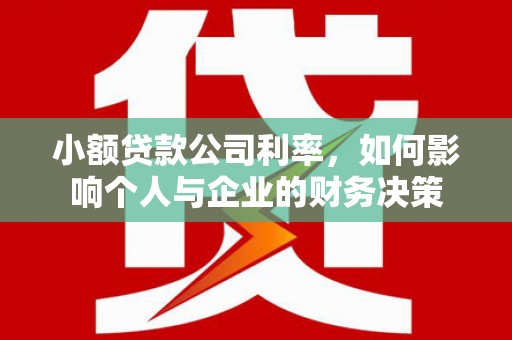 天峨小额贷款公司利率，如何影响个人与企业的财务决策