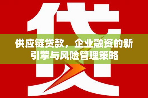 天峨供应链贷款，企业融资的新引擎与风险管理策略