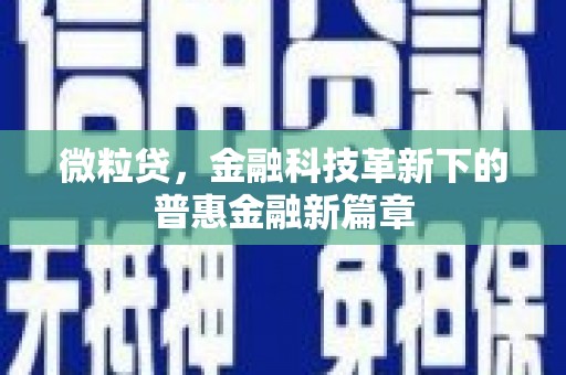 天峨微粒贷，金融科技革新下的普惠金融新篇章