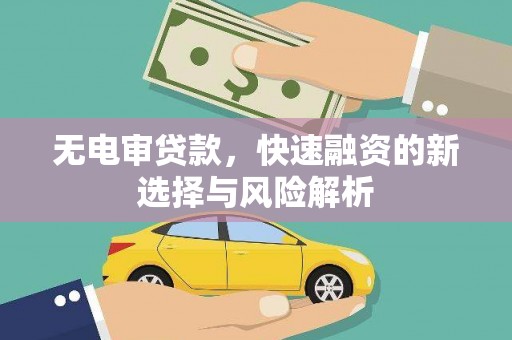 天峨无电审贷款，快速融资的新选择与风险解析