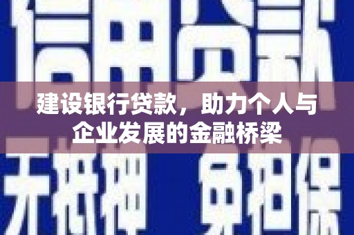 天峨建设银行贷款，助力个人与企业发展的金融桥梁