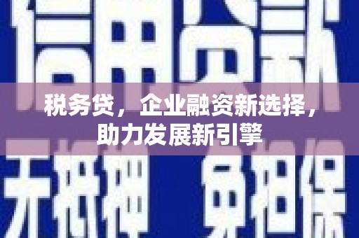 天峨税务贷，企业融资新选择，助力发展新引擎