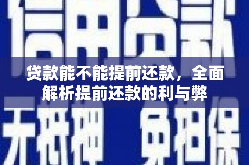 天峨贷款能不能提前还款，全面解析提前还款的利与弊