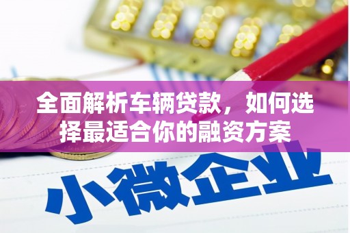 天峨全面解析车辆贷款，如何选择最适合你的融资方案