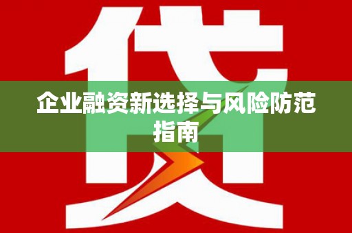天峨企业融资新选择与风险防范指南