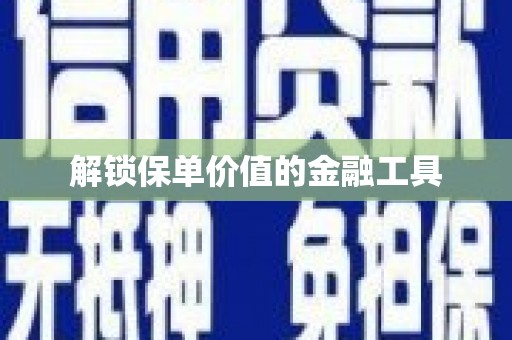 天峨解锁保单价值的金融工具