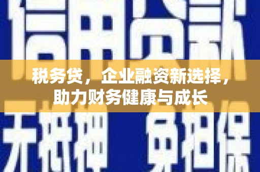 天峨税务贷，企业融资新选择，助力财务健康与成长